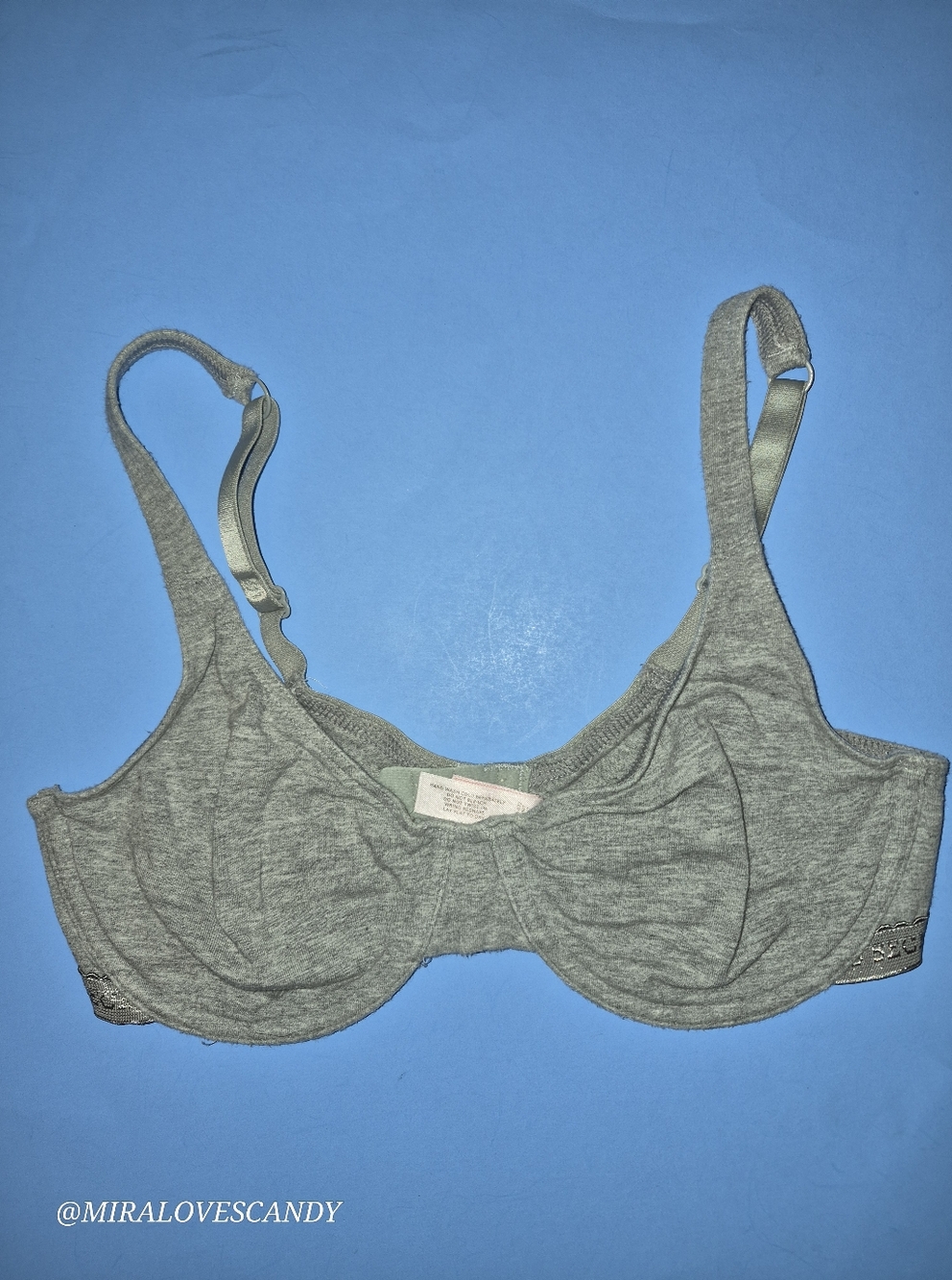 VICTORIA'S SECRET; SOFT & COMFY GREY COTTON, NO LINING, BRAND ON BAND; VGUC, 34C